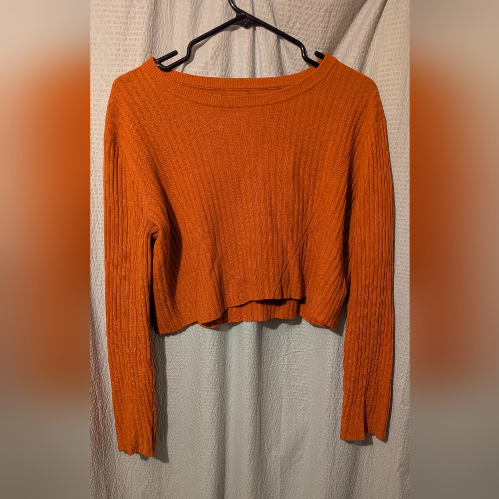 Babaton Wool Blend Burnt Orange Cropped Sweater